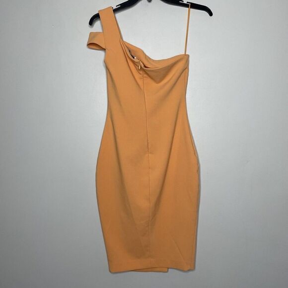 LIKELY Dress Womens 0 Orange One Shoulder Packard Sheath Stretch Crepe - Picture 5 of 9